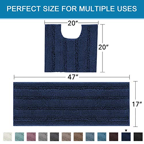 Bathroom Rugs Bath Rug Set 2 Piece Bathroom Contour Rug Toilet Mat Sets Non Slip Contour Bath Rug Ultra Thick Water Absorbent Striped Bath Mats Washable