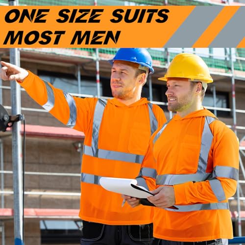 4 Pcs Reflective Safety T Shirt High Visibility Work Shirts with Hood Sun Protection Construction (4 Count)