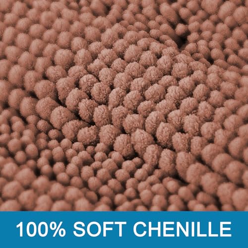 Bath Rugs for Bathroom Non Slip Bath Mats Extra Thick Chenille Striped Rug 20" x 32" Absorbent Non Skid Fluffy Soft Shaggy Washable Dry Fast Plush Mat for Indoor