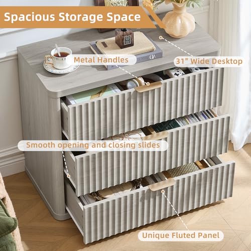 31.5" Wide Fluted Nightstand for Large Spaces