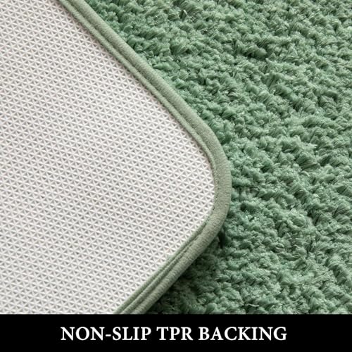 Sage Green Bathroom Runner Rugs Soft Microfiber Bath Mat 24x48 Inch