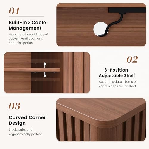 70 Inch Walnut Fluted TV Stand for 80 Inch TVs