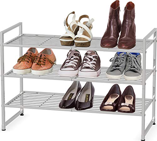 3 Tier Stackable Wired Grid Shoe Rack (3 Count)