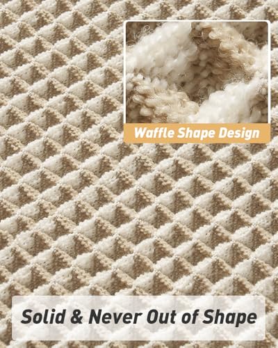 Upgraded Waffle Bath Mat Set of 2 Absorbent Bathroom Mat 18"x30" + 24"x48" (9 Sq Ft)