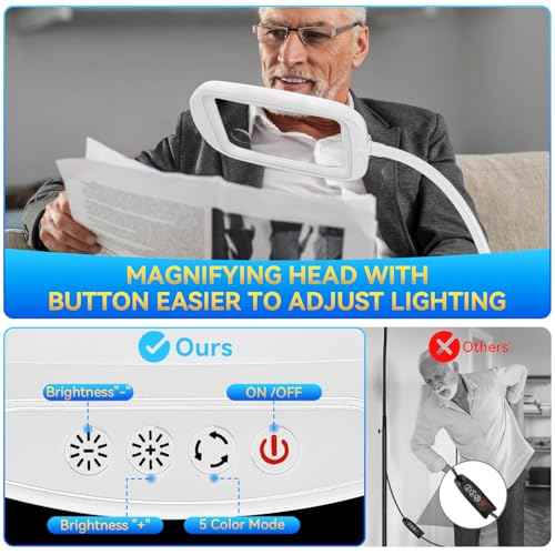 30X 10X Extra Large Floor Magnifying Glass with Light and Stand