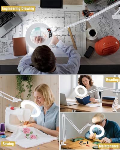 12X Magnifying Glass with Light and Clamp