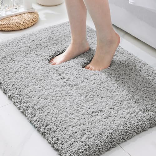 Grey Bathroom Rugs 32" × 20" Non Slip & Super Absorbent Extra Thick Soft