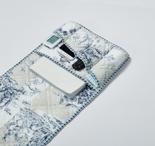 Blue & Beige Toile Couch Armrest Cover