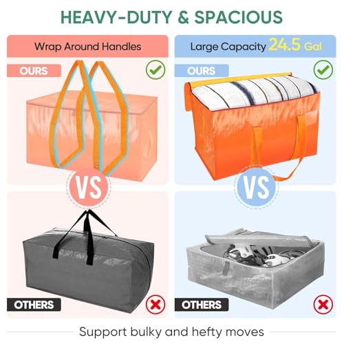 6 Pack Oversized Moving Bags with Reinforced Handles (6 Count)