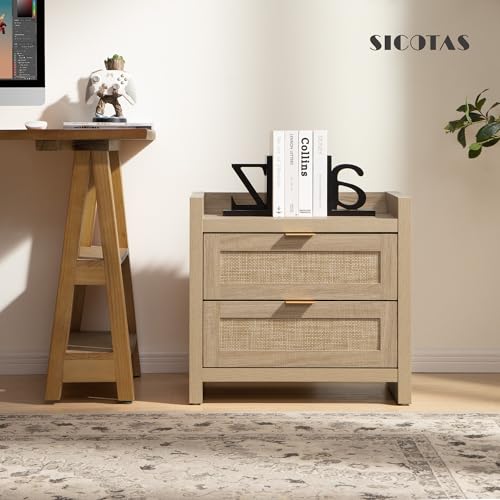 Rattan Nightstand Set of 2 for Bedroom (2 Count)