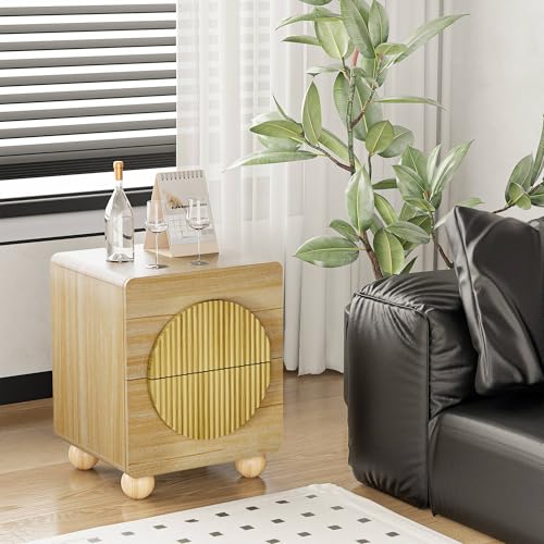 23" Fluted Nightstand with Solid Wood Legs Set of 2 (2 Count)