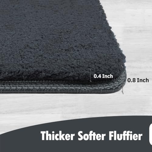 Bullnose Carpet Stair Treads Ultra Plush Dark Gray 7 Pcs (16.6 Sq Ft)