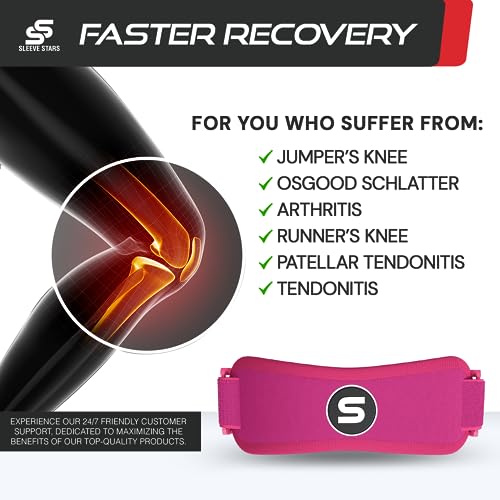 Sleeve Stars Swedish Brand Patellar Tendon Support Strap for Women & Men Effective Osgood Schlatter Knee Brace Youth & Kids Knee Brace with 3 Adjustable Length fits 12" (2 Count)