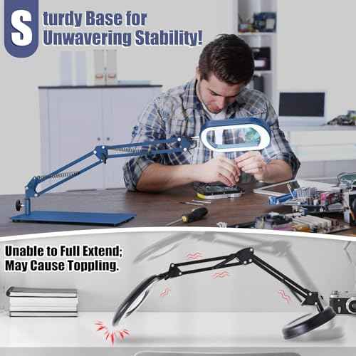 12X Square Magnifying Glass with Light and Stand