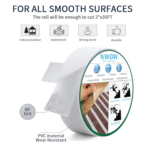 Clear Anti Slip Tape for Stairs & Bathtubs (35 Foot)