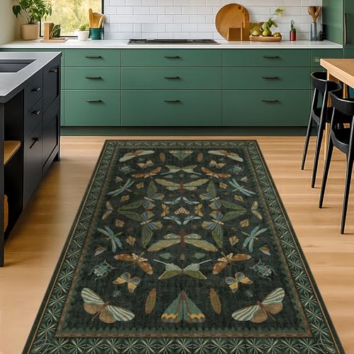 Dark Green 4x6 Washable Area Rug for Living Room (24 Sq Ft)