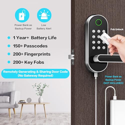 Fingerprint Smart Door Lock with Handle & Keypad