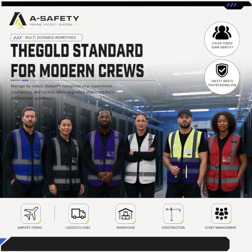 Big and tall Blue high vis Reflective Work Ves 7 Pockets