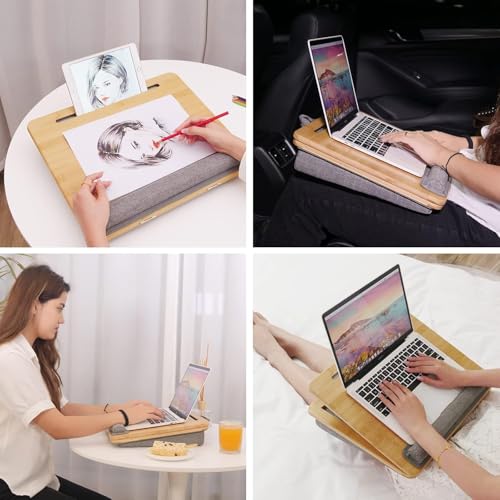 Adjustable Bamboo Lap Desk with Cushion