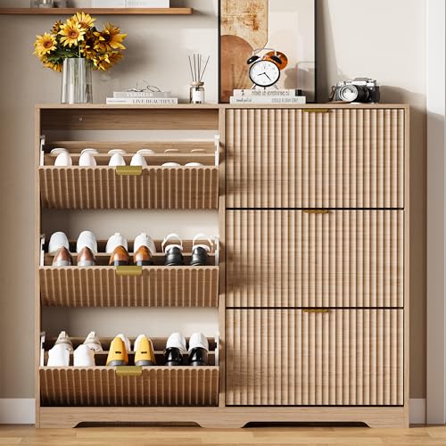 Shoe Cabinet Storage for Entryway with 6 Flip Drawers