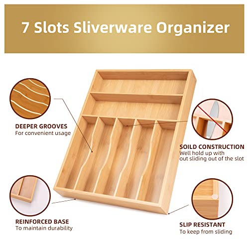Silverware Organizer Bamboo Kitchen Drawer Organizer Utensil Organizer Silverware Holder Cutlery Organizer in drawer Flatware Organizer Tray