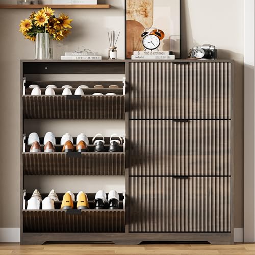 Shoe Cabinet Storage for Entryway with 6 Flip Drawers