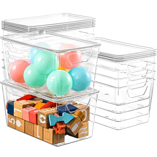 12 Pack Clear Storage Bins with Lids (12 Count)