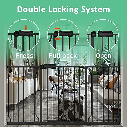 43.3 52.75" Extra Wide Pressure Mounted Baby Gate 30" Tall Black