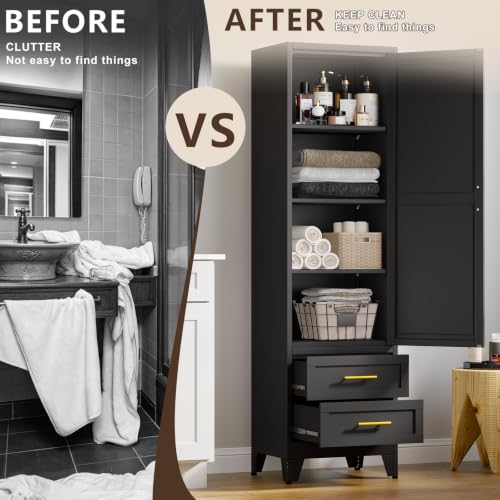 67" Tall Narrow Metal Storage Cabinet