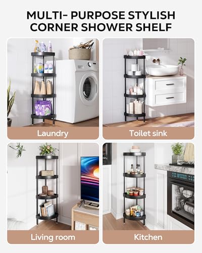 4 Tier Aluminum Corner Shower Caddy Standing Rustproof (4 Count)