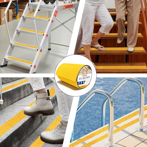 Anti Slip Tape 6" x30FT Yellow PVC Safety Traction Tape for Stairs (30 Foot)