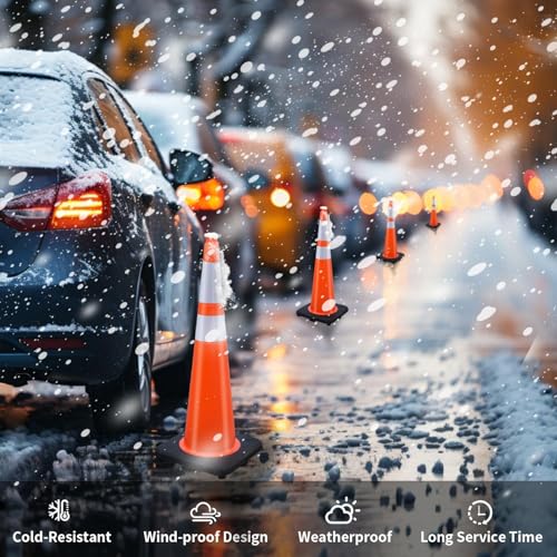 8 Pack 36 Inch Large Traffic Cones with Wide Weighted Base