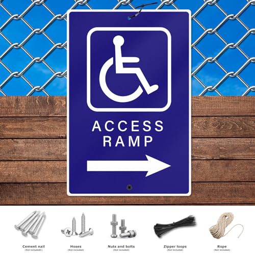 Handicap Access Ramp Sign 8" × 12" Aluminum Right Arrow Wheelchair