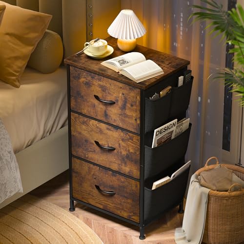 Night Stand Set of 2 with 3 Drawers for Bedroom (2 Count)