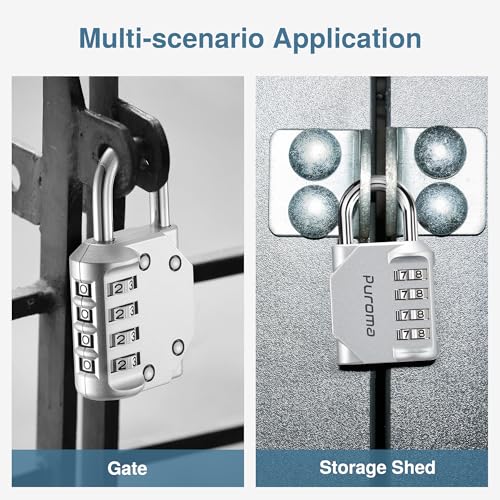 1 Pack Combination Lock Locker 4 Digits Combo Padlock Gym Silver