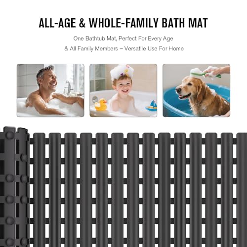 Bath Tub Shower Mat Non Slip Bathtub Mats for Bathroom Shower Floor Mat Bath Mats for Shower Tub Anti Slip Shower Mat with Drain Hole and Large Suction Cups