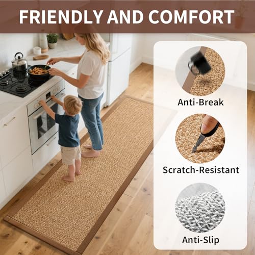 Kitchen Rugs Kitchen Mats for Floor Non Slip Washable Brown 17" x47