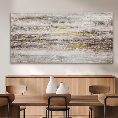 Brown Grey Abstract Canvas Wall Art Decor For Living Room