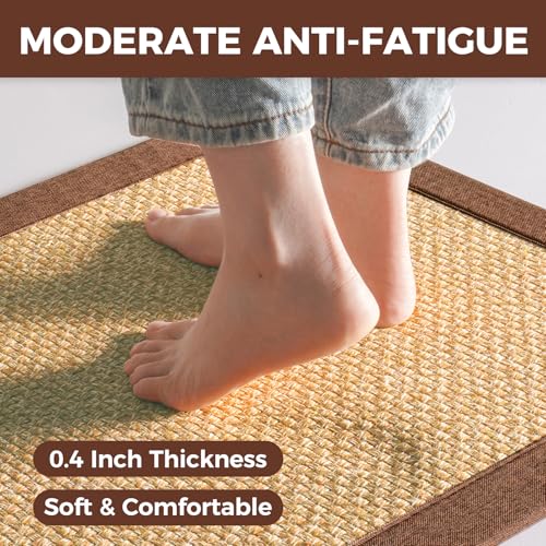 Kitchen Rugs Non Slip Washable Kitchen Mat Anti Fatigue Brown 17"x30" (3.55 Sq Ft)