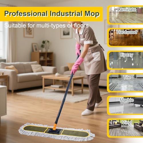 36" Commercial Dust Mop for Floor Cleaning with 1 Refill (2 Count)