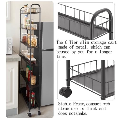 6 Tier Slim Rolling Storage Cart