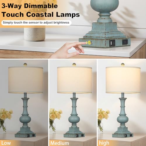 26" Tall Coastal Farmhouse Lamp for Living Room (2 Count)