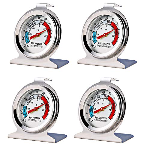 4 Pack Refrigerator Freezer Thermometer Large Dial Analog Thermometer (4 Count)
