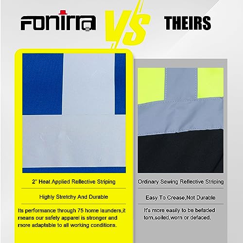 Men's High Visibility Safety ANSI Class 3 Lined Fleece Hoodie Sweatshirt with Black Bottom Jumper Workwear for Men