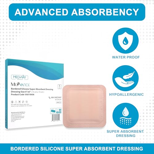 Silicone Super Absorbent Dressing with Border (5 Count)
