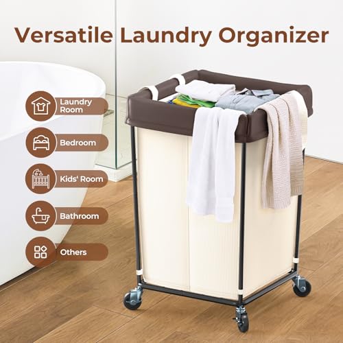 160L Rolling Laundry Basket with Wheels (182.9421 Fl Oz)