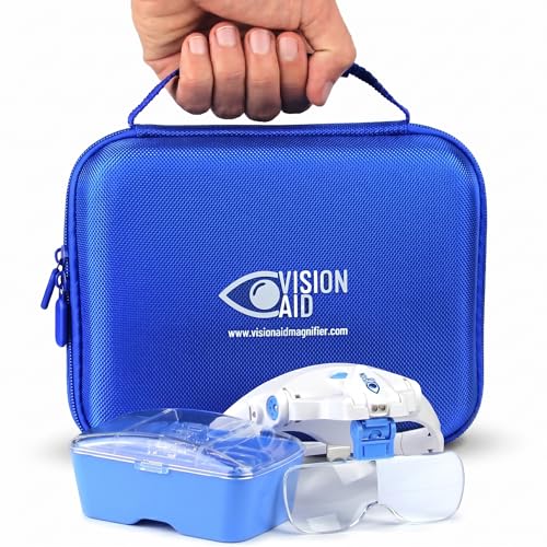 Expert Edition Magnifying Glasses with USB Rechargeable LED Light and Storage Case Hands Free Head Magnifier for Hobby Painting Close Work