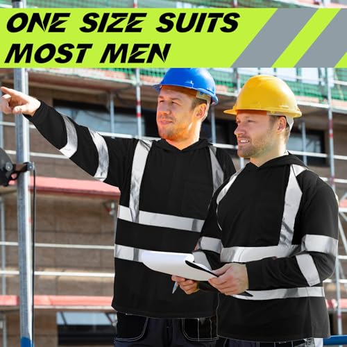 4 Pcs Reflective Safety T Shirt High Visibility Work Shirts with Hood Sun Protection Construction (4 Count)