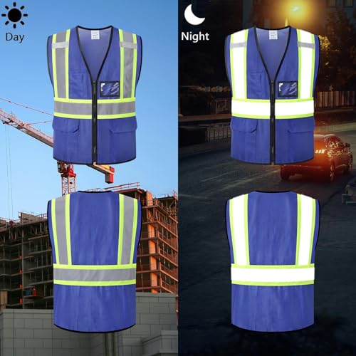 Reflective Safety Vest for Men Women Hi Vis Vest with Pockets High Visibility Vest Mesh Construction Vests Meets ANSI