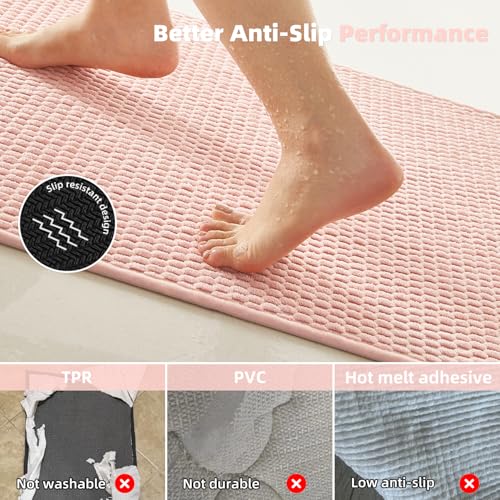 Large Bathroom Rugs Non Slip Washable Bath Rugs Super Absorbent Bathroom Rug Thin Quick Dry Low Pile Bath Mats